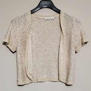 Cato Womens Gold Sequin Cardigan Size Small